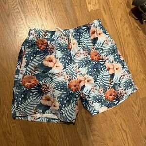 Franks Floral Blue and Orange Men Swim Trunks Size L